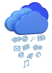 Raining Icons from Cloud Concept - 3D