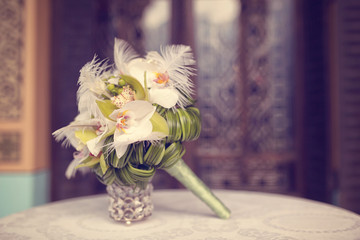 Elegant lily bouquet on table