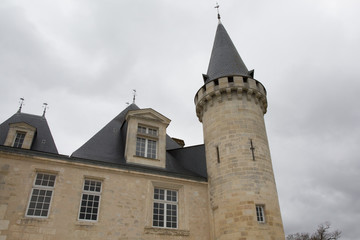 Fototapeta na wymiar Tower of a very beautiful castle chateau d'Agassac 