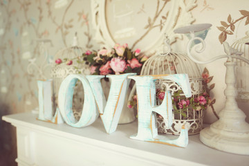 LOVE letters on floral background