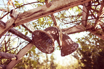 Wooden bells in the garden
