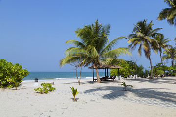 Ngwe Saung Beach - sunny blue palm beach
