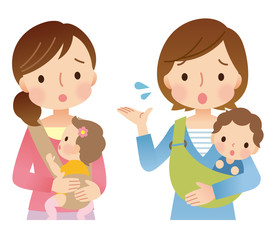 子育ての悩みを相談する主婦　ママ友