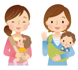 挨拶をする主婦　ママ友