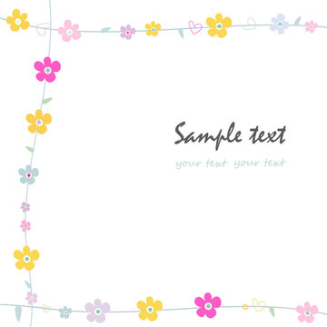 Simple flowers decorative frame greeting card vector