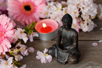 Obraz premium Buddha mit Teelicht