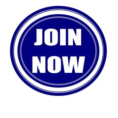 Join now white stamp text on blueblack