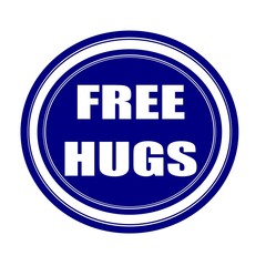 Free hugs white stamp text on blueblack