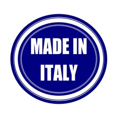 Made in italy white stamp text on blueblack