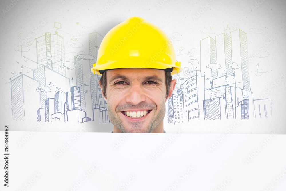 Aufkleber composite image of happy architect with bill board