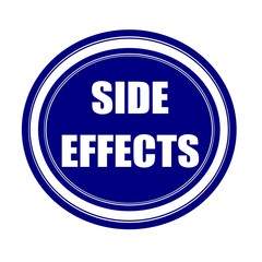 Side effect white stamp text on blueblack
