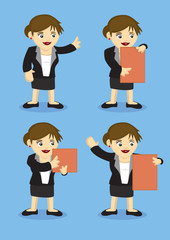 Happy Businesswoman Vector Cartoon Illustration