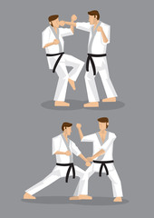 Karate Taekwondo Sparring Vector Illustration