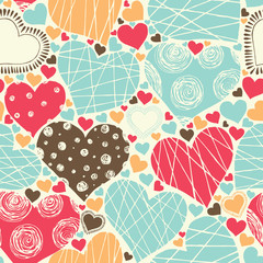 seamless pattern with hearts in retro style