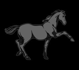 Black horse vector. Hand drawn illustration