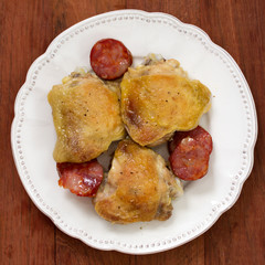 fried chicken with chourico
