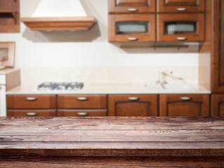 Kitchen interior wooden table