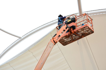 Tensile fabric structure installation