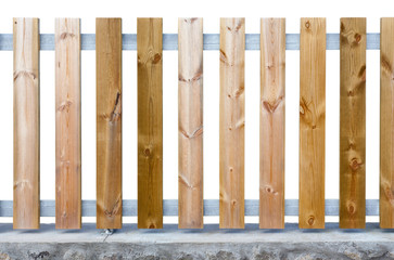 clôture bois métal sur fond blanc