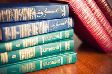Naklejka premium Books of famous Russian writers