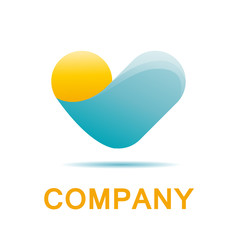 Vector sun and wave, abstract heart