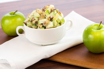 apple salad with almonds, walnuts and pumpkin seeds