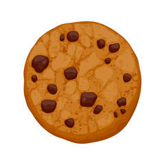 Chocolate chips cookie vector illustration.