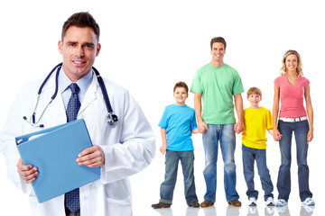 Medical family doctor and patients.