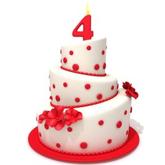 Birthday cake with number four