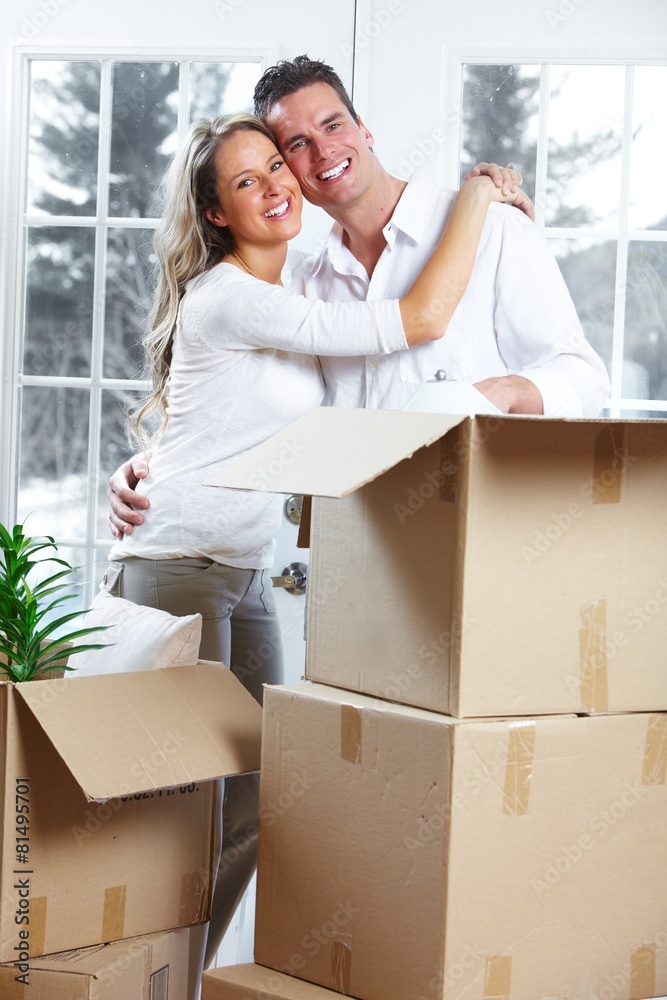 Canvas Prints Young couple at home.