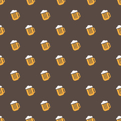 Vector bright beer mug seamless pattern
