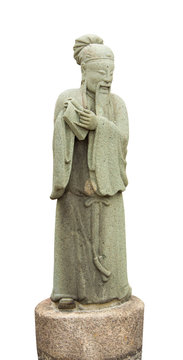 confucius statue isolated white background