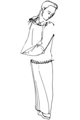 vector sketch of a man looking back over his shoulder