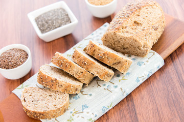 a fresh baked loaf of whole grains bread