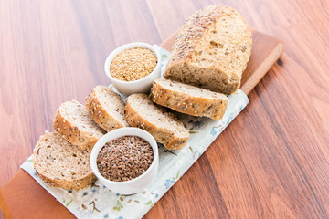 a fresh baked loaf of whole grains bread