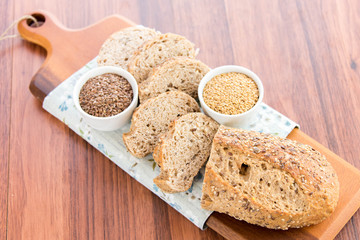 a fresh baked loaf of whole grains bread