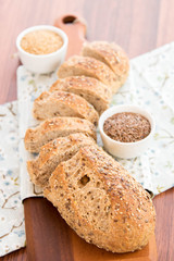 a fresh baked loaf of whole grains bread