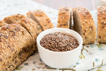 a fresh baked loaf of whole grains bread