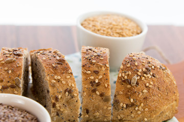 a fresh baked loaf of whole grains bread