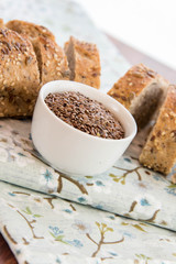 a fresh baked loaf of whole grains bread