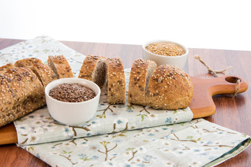 a fresh baked loaf of whole grains bread