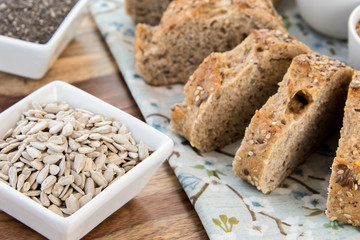 a fresh baked loaf of whole grains bread