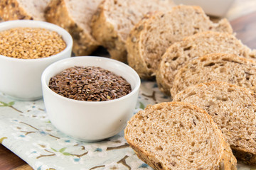 a fresh baked loaf of whole grains bread
