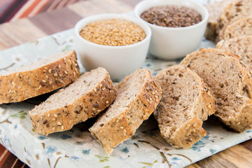 a fresh baked loaf of whole grains bread