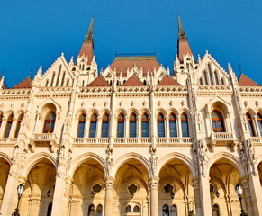 Fototapeta na wymiar Details of the Hungarian parliament in Budapest