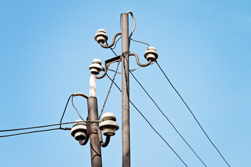Fototapeta premium Electrical wire on pole.