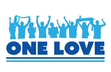 One love with cheering crowd vector