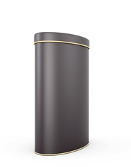 Black metal tin with place for your text on a white