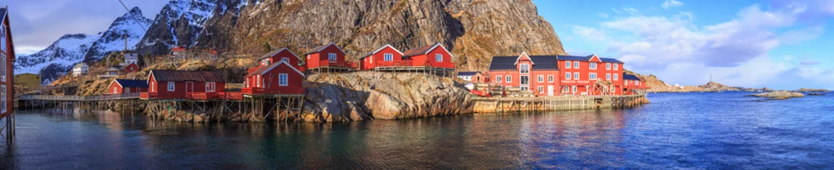 Stickers pour porte Scandinavie villages de pêcheurs en norvège