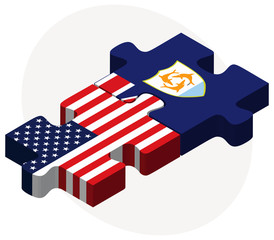 USA and Anguilla Flags in puzzle